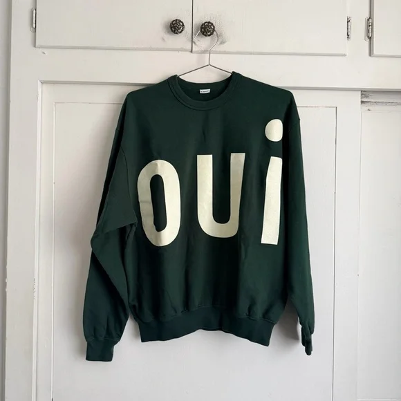 Clare V Forest Oversized Oui Sweatshirt - Picture 1 of 7